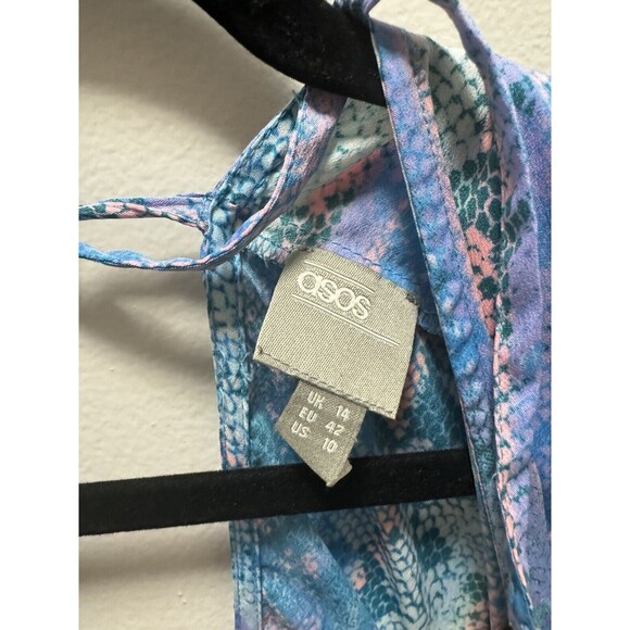 ASOS Design Shorts Romper Flutter Sleeve Pink Blue Size 10 - Picture 6 of 7